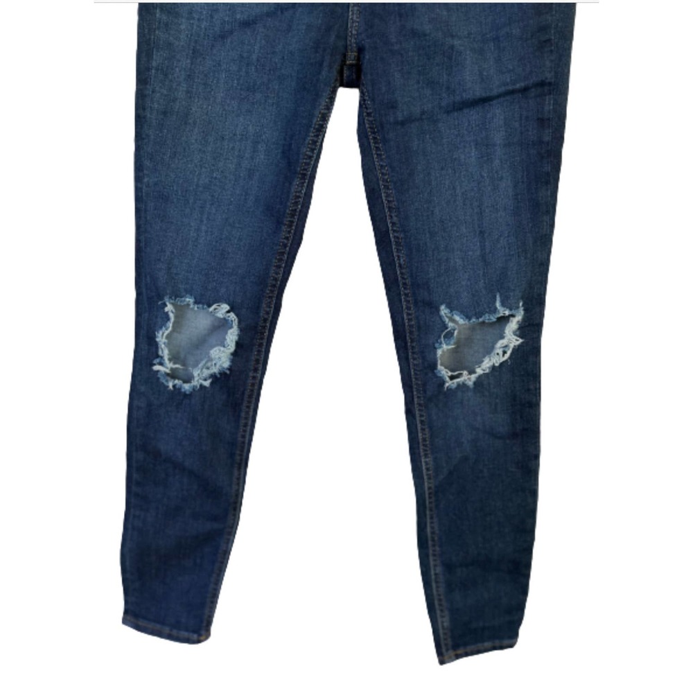 Free People Busted Knee Distressed Straight Leg Jeans - Picture 4 of 10